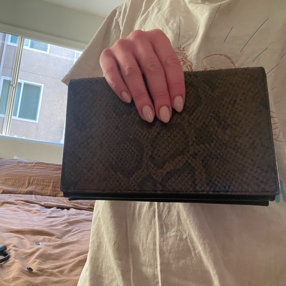 All Saints Snake Print Clutch - Black and Brown - Picture 3 of 9